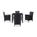 Juego de comedor de jardín 5 piezas ratán sintético negro