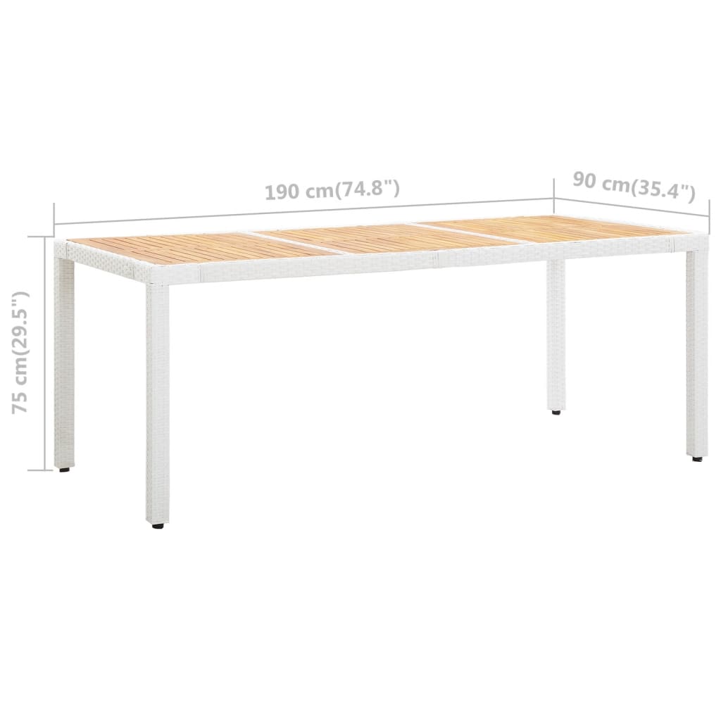 Conjunto de comedor de jardín 9 piezas ratán sintético blanco
