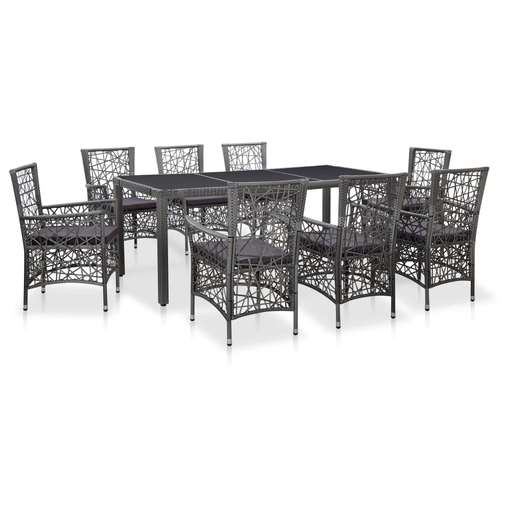 Conjunto de comedor de exterior 7 piezas ratán sintético negro