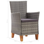 Set de comedor 5 pzas ratán sintético madera maciza acacia gris