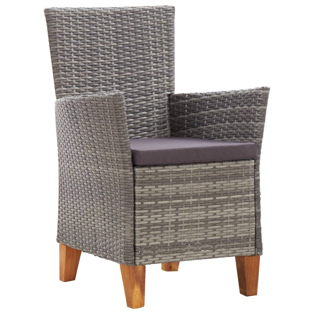 Set de comedor 5 pzas ratán sintético madera maciza acacia gris