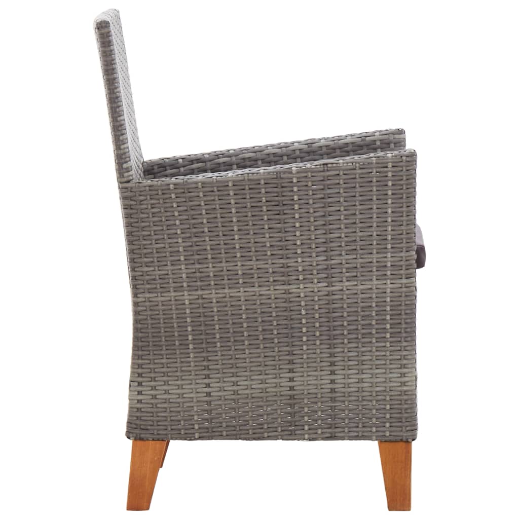 Set de comedor 5 pzas ratán sintético madera maciza acacia gris