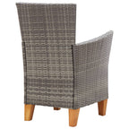 Set de comedor 5 pzas ratán sintético madera maciza acacia gris
