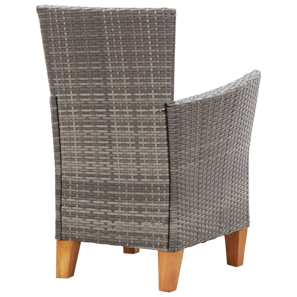 Set de comedor 5 pzas ratán sintético madera maciza acacia gris