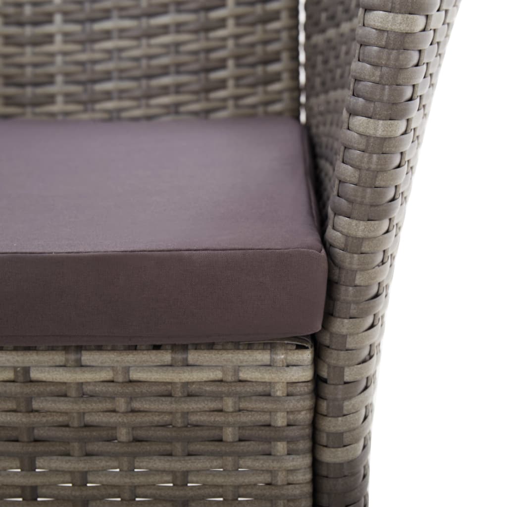 Set de comedor 5 pzas ratán sintético madera maciza acacia gris