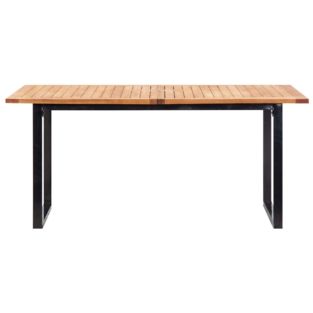 Set comedor jardín 7 pzas ratán sintético y madera acacia gris