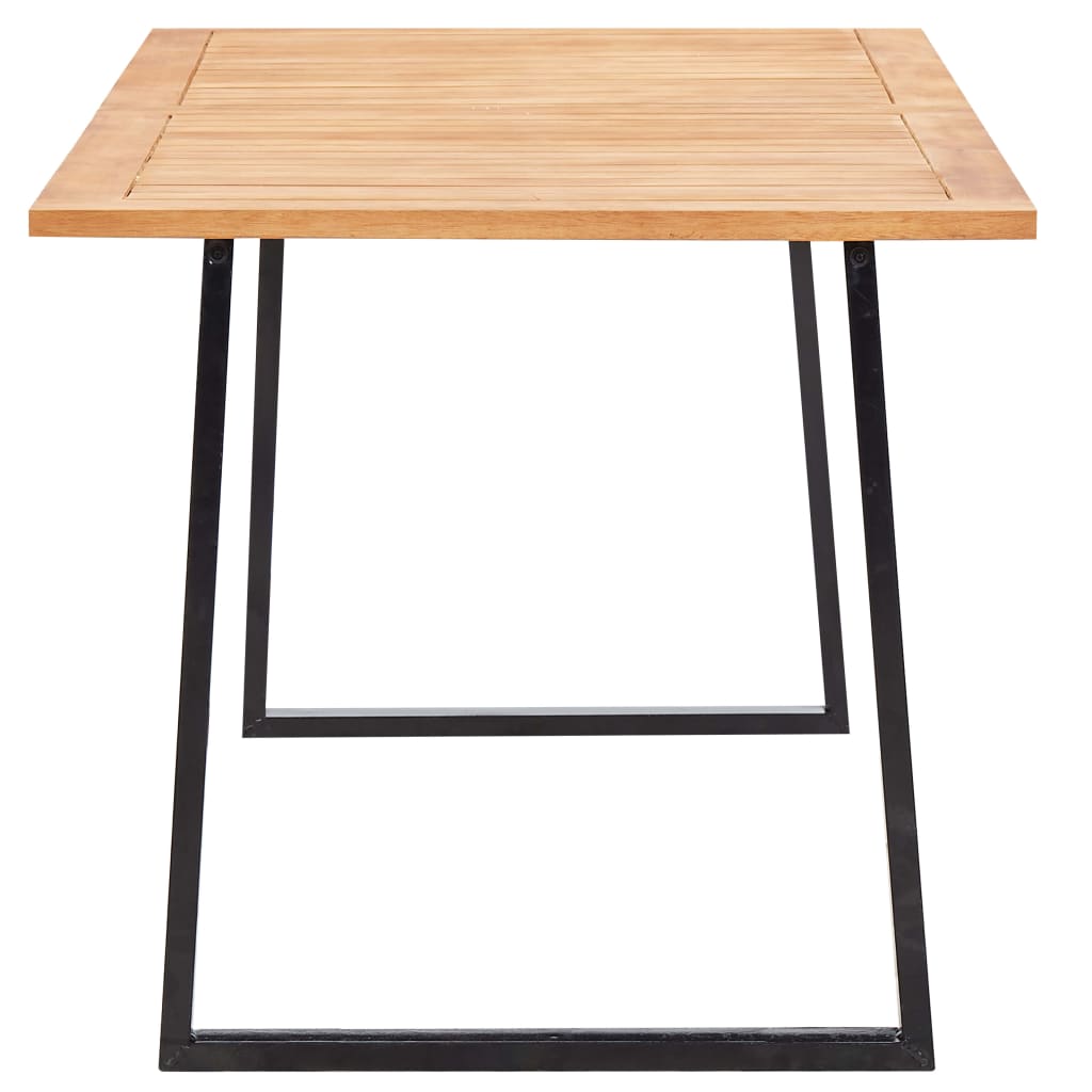 Set comedor jardín 7 pzas ratán sintético y madera acacia gris
