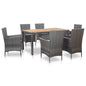 Set comedor de jardín 7 piezas y cojines ratán sintético negro