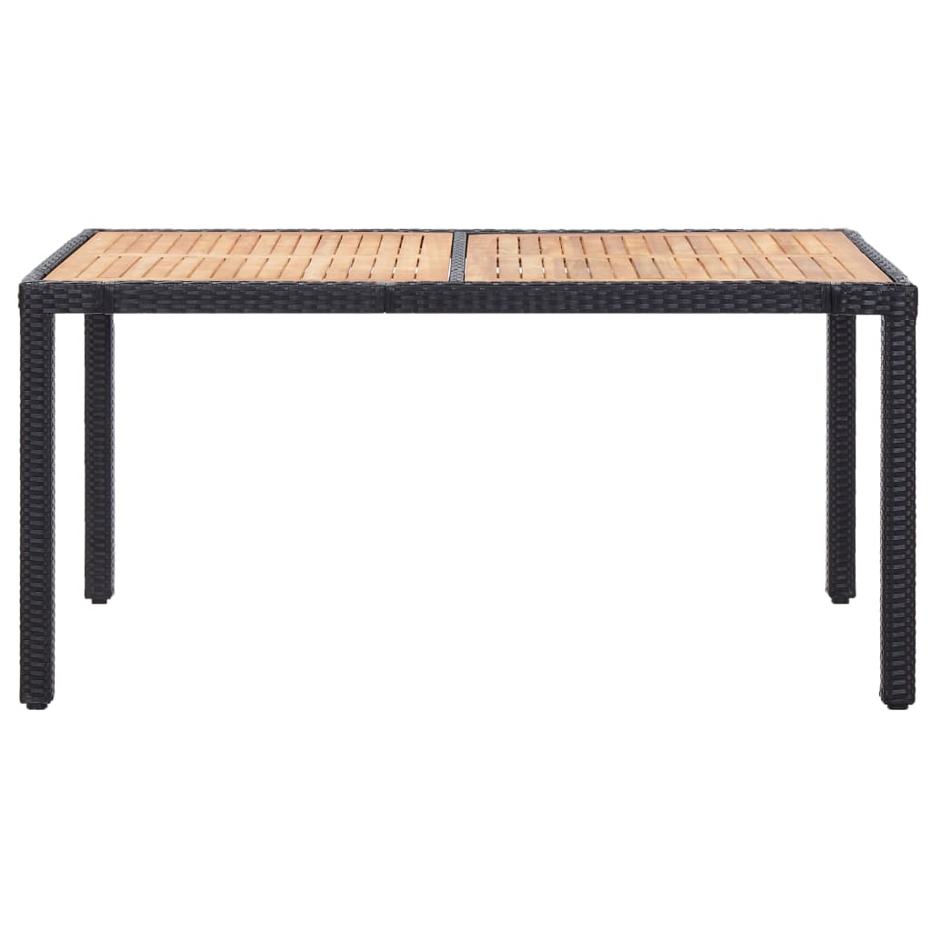 Set comedor de jardín 7 piezas y cojines ratán sintético negro