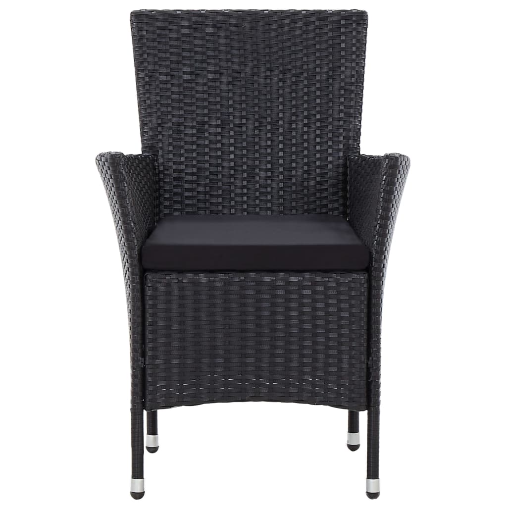 Set comedor de jardín 7 piezas y cojines ratán sintético negro