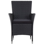 Set comedor de jardín 7 piezas y cojines ratán sintético negro
