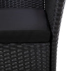 Set comedor de jardín 7 piezas y cojines ratán sintético negro