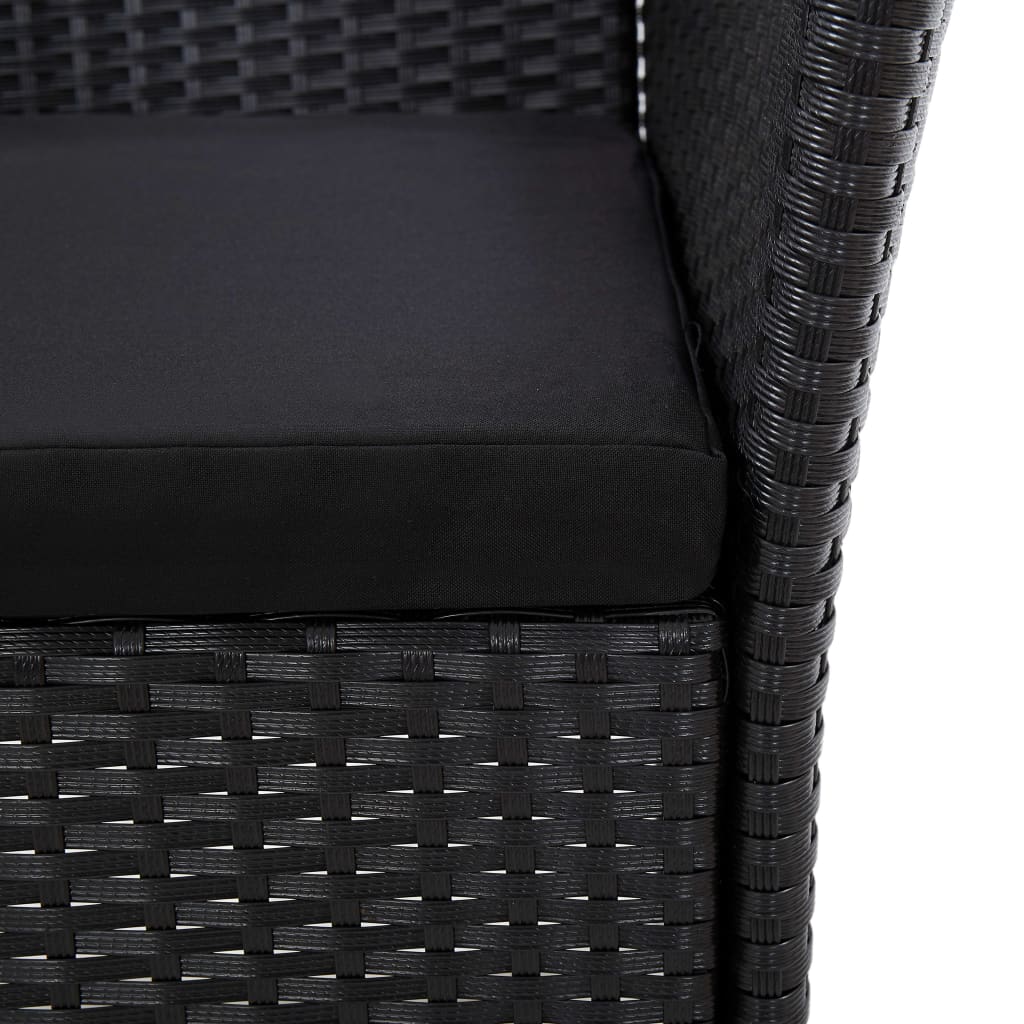 Set comedor de jardín 7 piezas y cojines ratán sintético negro