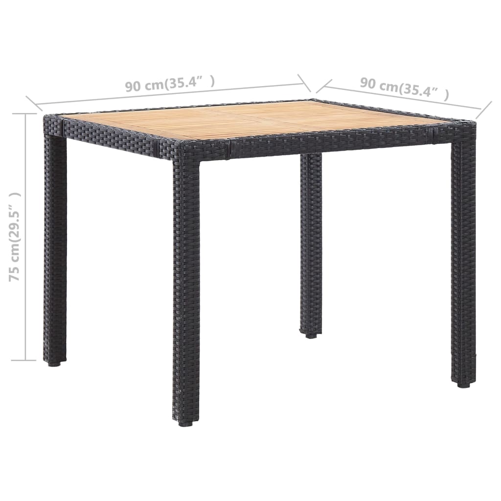 Set de comedor de jardín 5 pzas y cojines ratán sintético negro