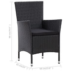 Set de comedor de jardín 5 pzas y cojines ratán sintético negro