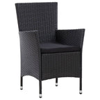 Set de comedor de jardín 5 pzas y cojines ratán sintético negro