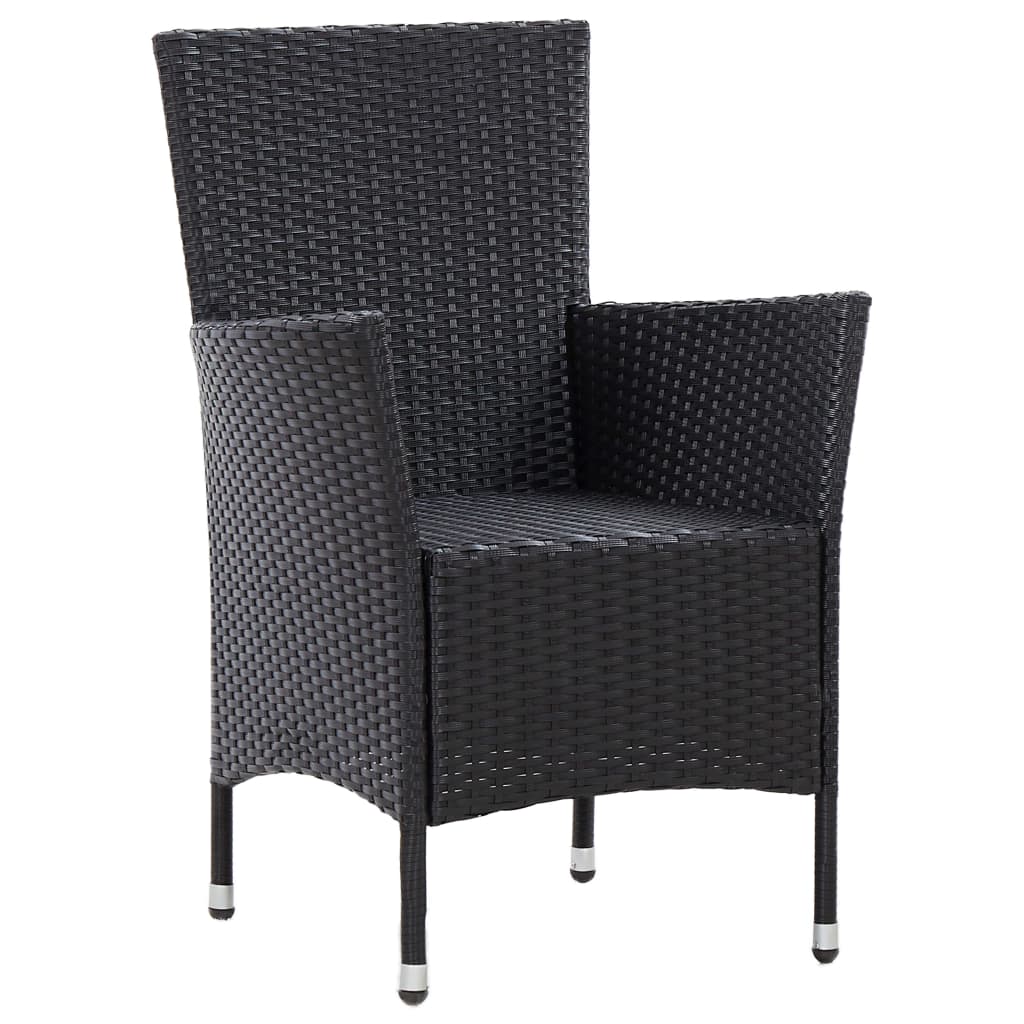 Set de comedor de jardín 5 pzas y cojines ratán sintético negro