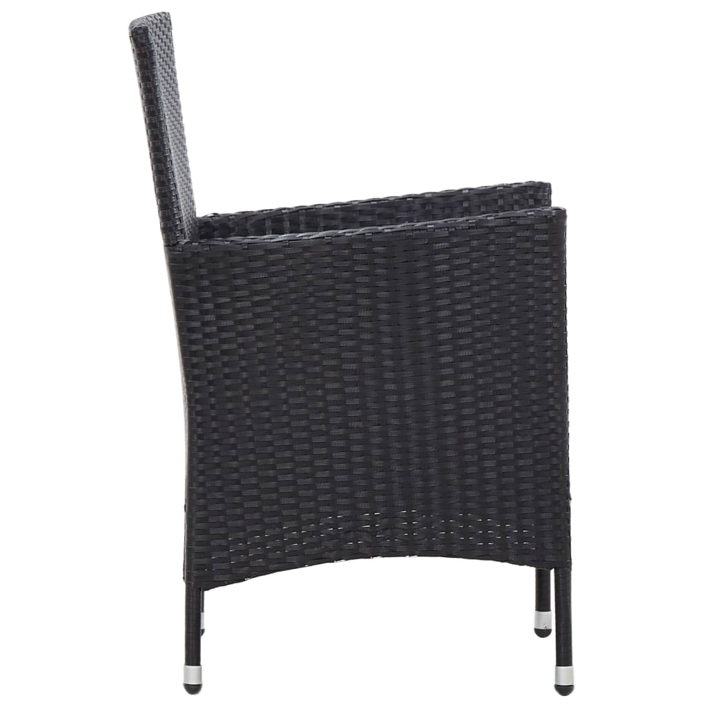 Set de comedor de jardín 5 pzas y cojines ratán sintético negro