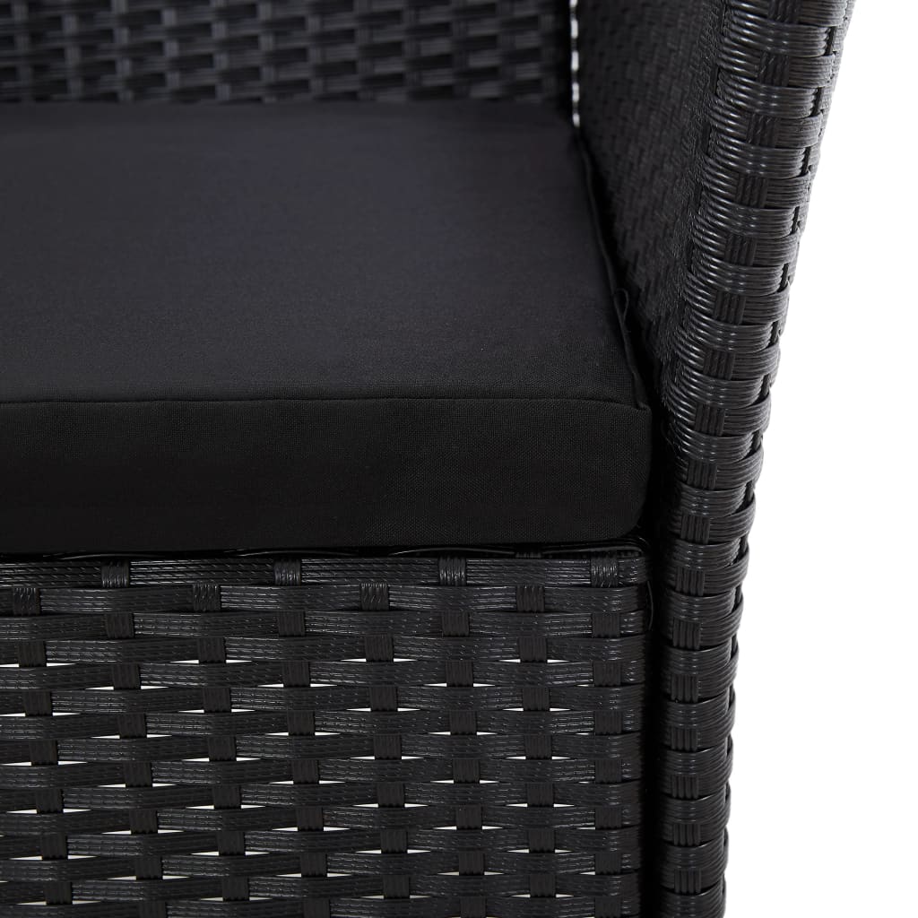 Set de comedor de jardín 5 pzas y cojines ratán sintético negro