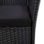 Set de comedor de jardín 5 pzas y cojines ratán sintético negro