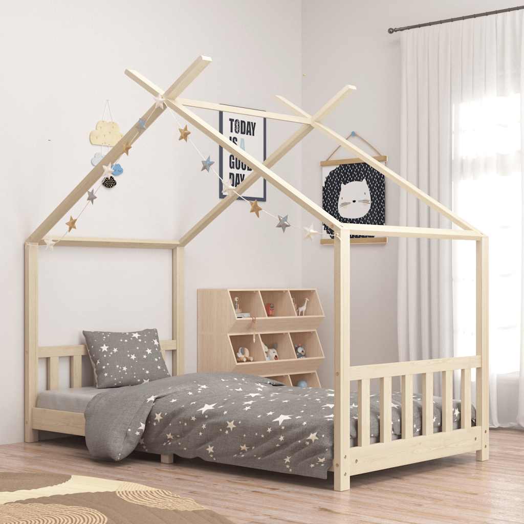 Estructura de cama de niños madera de pino blanco 2x(80x160) cm