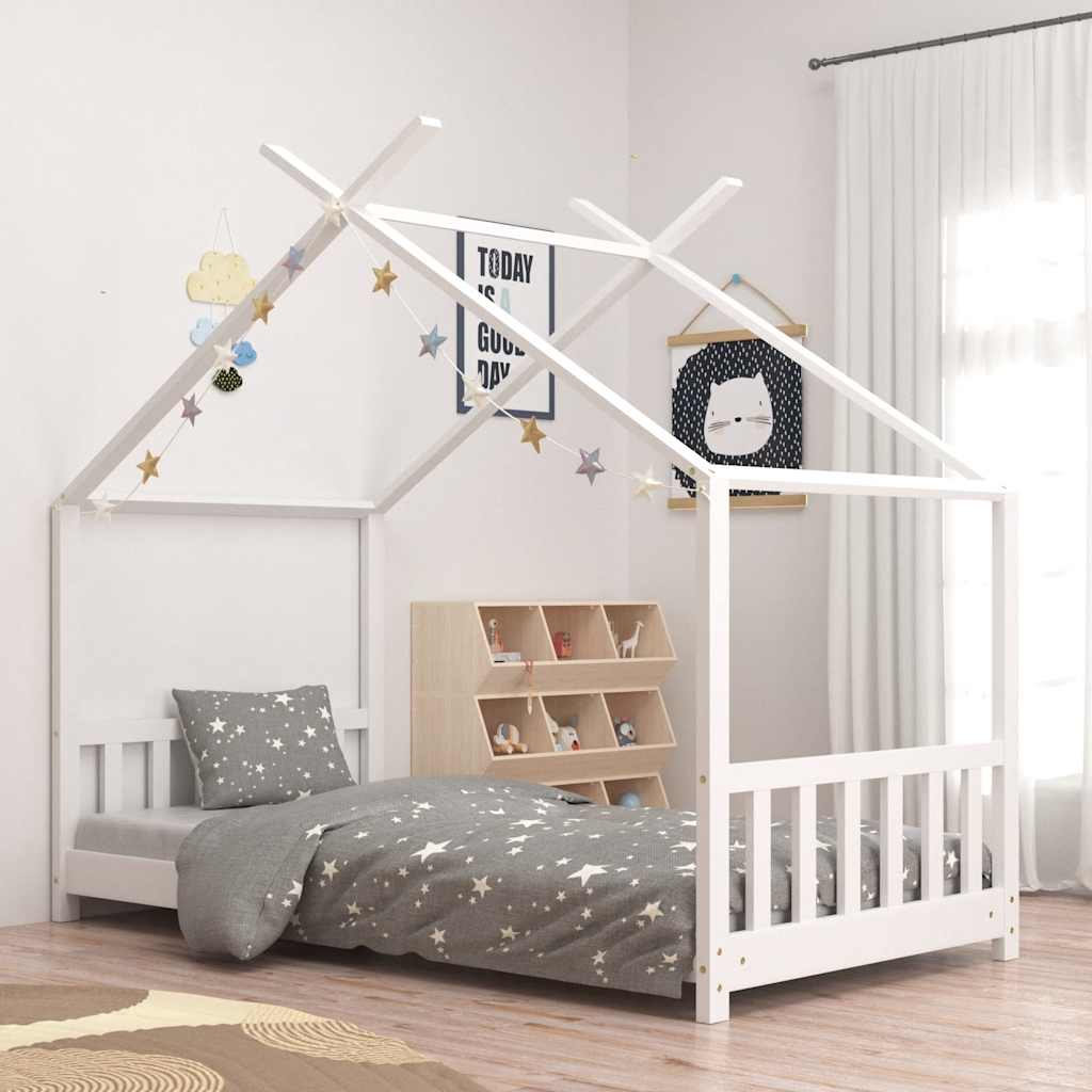Estructura de cama de niños madera de pino blanco 2x(80x160) cm