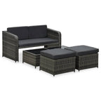 Muebles jardín 4 pzas y cojines ratán sintético gris antracita