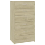 Aparador 6 cajones contrachapada color roble Sonoma 50x34x96 cm