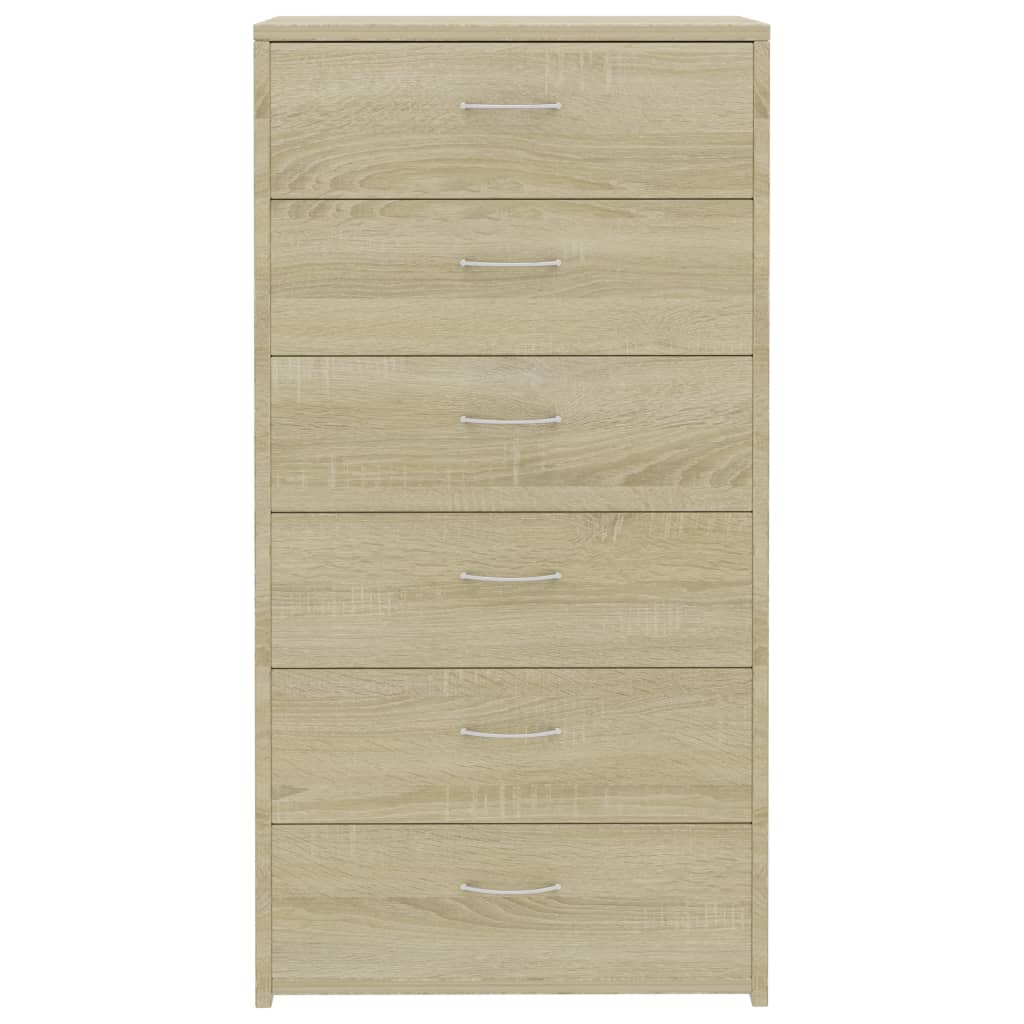 Aparador 6 cajones contrachapada color roble Sonoma 50x34x96 cm