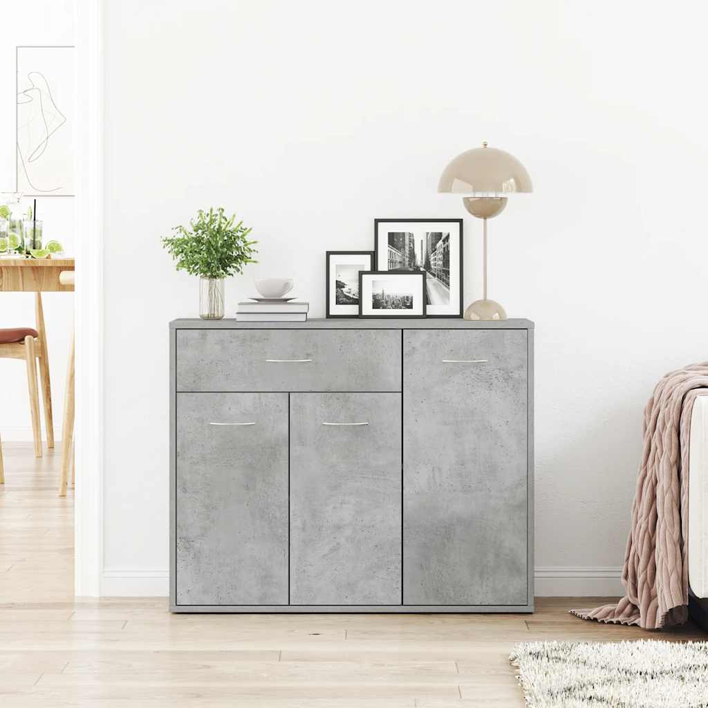 Aparador de madera contrachapada gris hormigón 88x30x70 cm