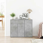 Aparador de madera contrachapada gris hormigón 88x30x70 cm