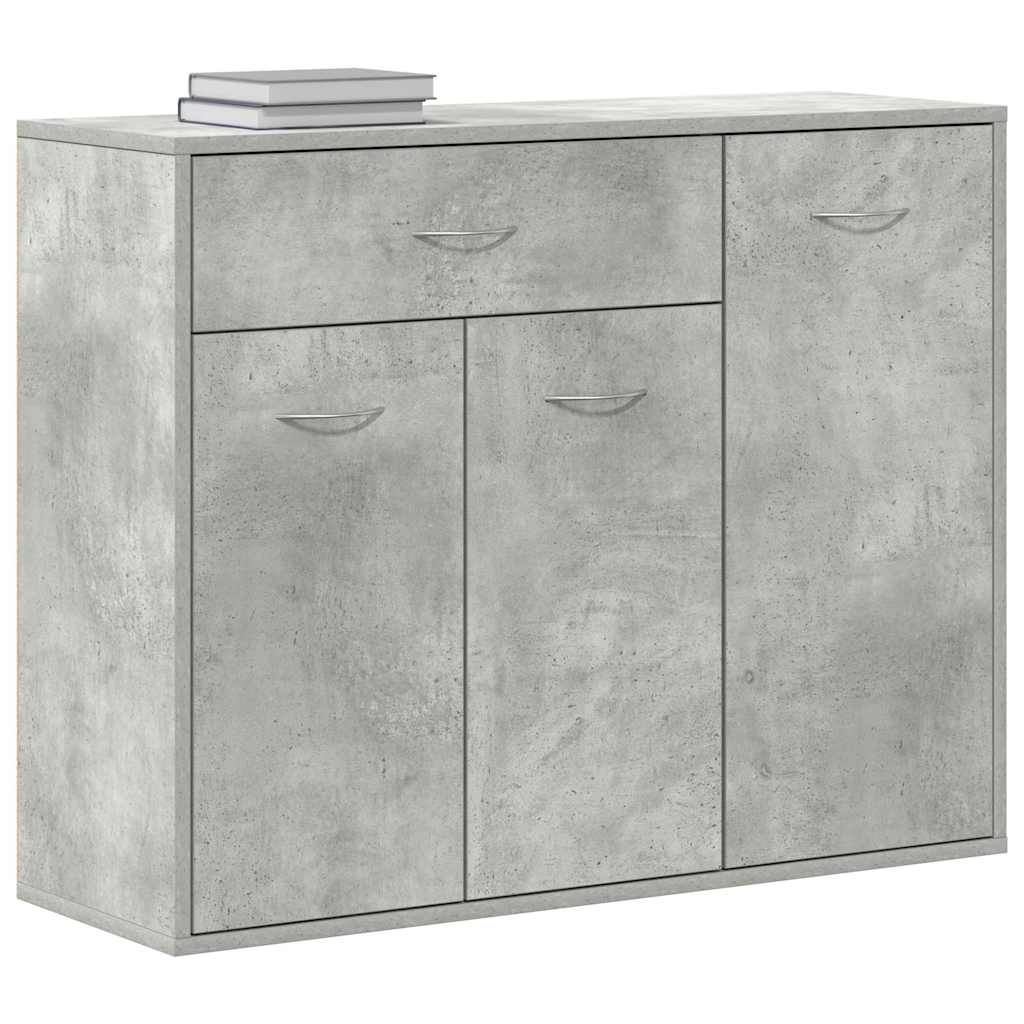 Aparador de madera contrachapada gris hormigón 88x30x70 cm