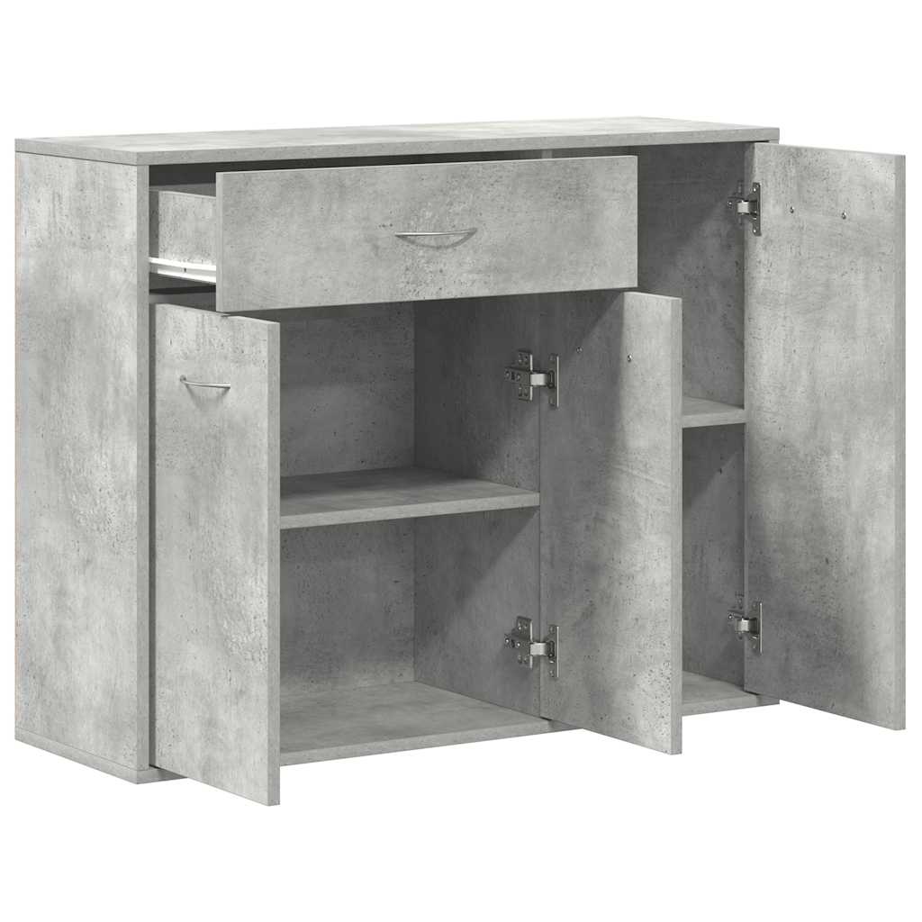 Aparador de madera contrachapada gris hormigón 88x30x70 cm