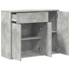 Aparador de madera contrachapada gris hormigón 88x30x70 cm