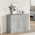 Aparador de madera contrachapada gris hormigón 88x30x70 cm