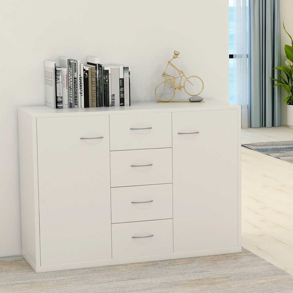 Aparador de madera contrachapada blanco 88x30x65 cm