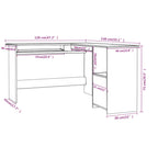 Escritorio forma de L contrachapada blanco brillo 120x140x75 cm