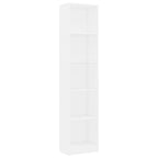 Estantería de 5 niveles madera contrachapada blanca 40x24x175cm