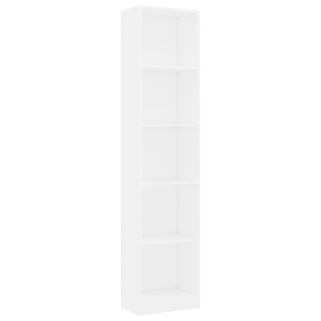 Estantería de 5 niveles madera contrachapada blanca 40x24x175cm