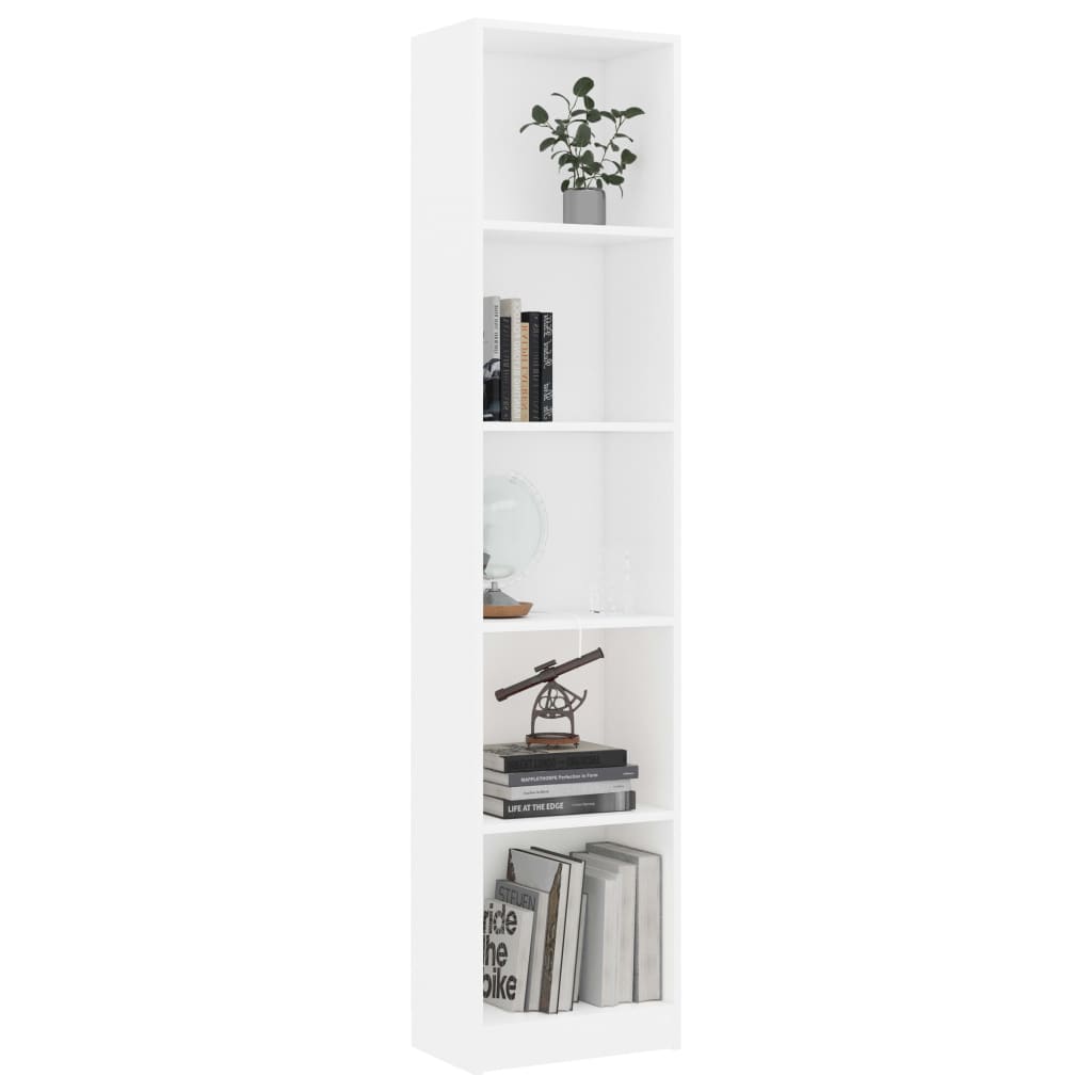 Estantería de 5 niveles madera contrachapada blanca 40x24x175cm