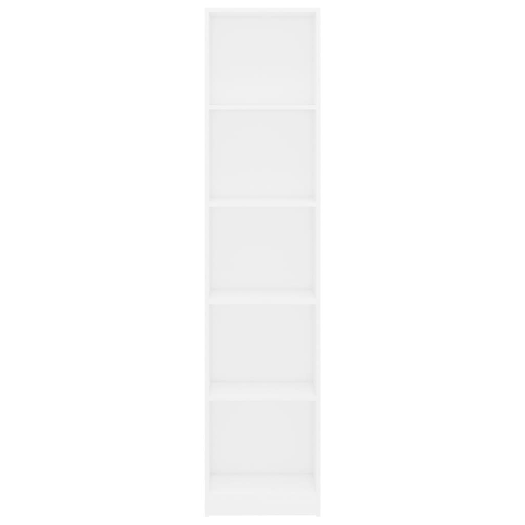 Estantería de 5 niveles madera contrachapada blanca 40x24x175cm