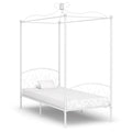 Estructura de cama con dosel metal blanco 100x200 cm
