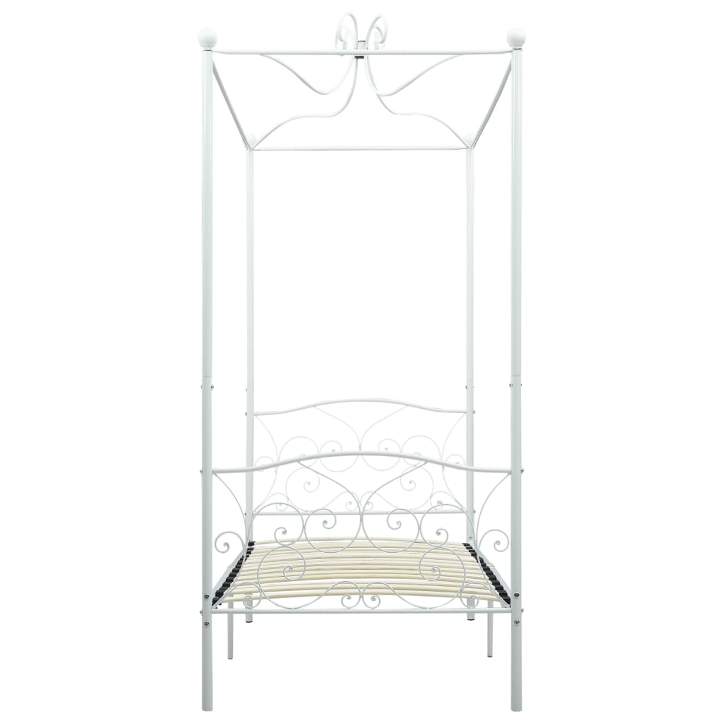 Estructura de cama con dosel metal blanco 100x200 cm
