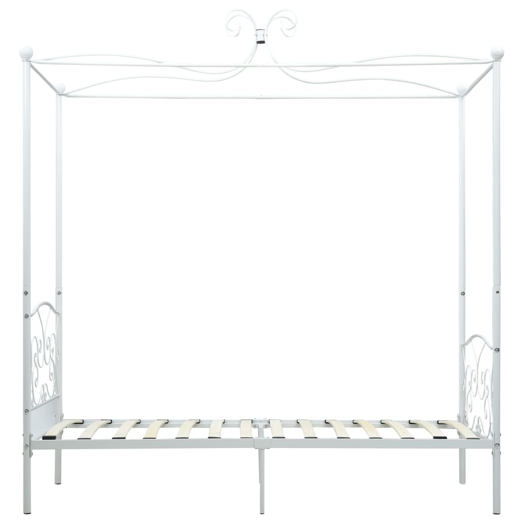 Estructura de cama con dosel metal blanco 100x200 cm
