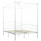 Estructura cama con dosel sin colchón metal blanco 140x200 cm