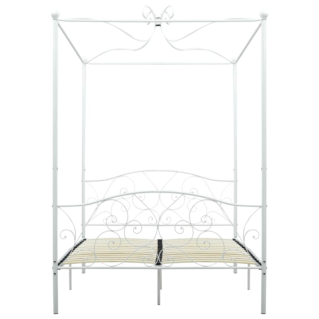 Estructura cama con dosel sin colchón metal blanco 140x200 cm