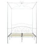 Estructura cama con dosel sin colchón metal blanco 140x200 cm