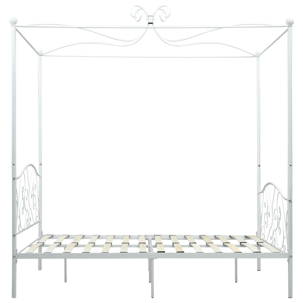 Estructura cama con dosel sin colchón metal blanco 140x200 cm