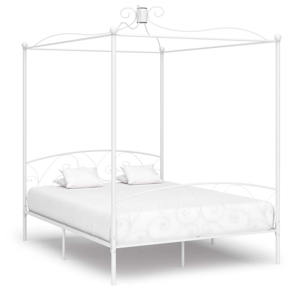 Estructura cama con dosel sin colchón metal blanco 120x200 cm
