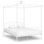 White metal canopy bed frame without mattress 120x200 cm
